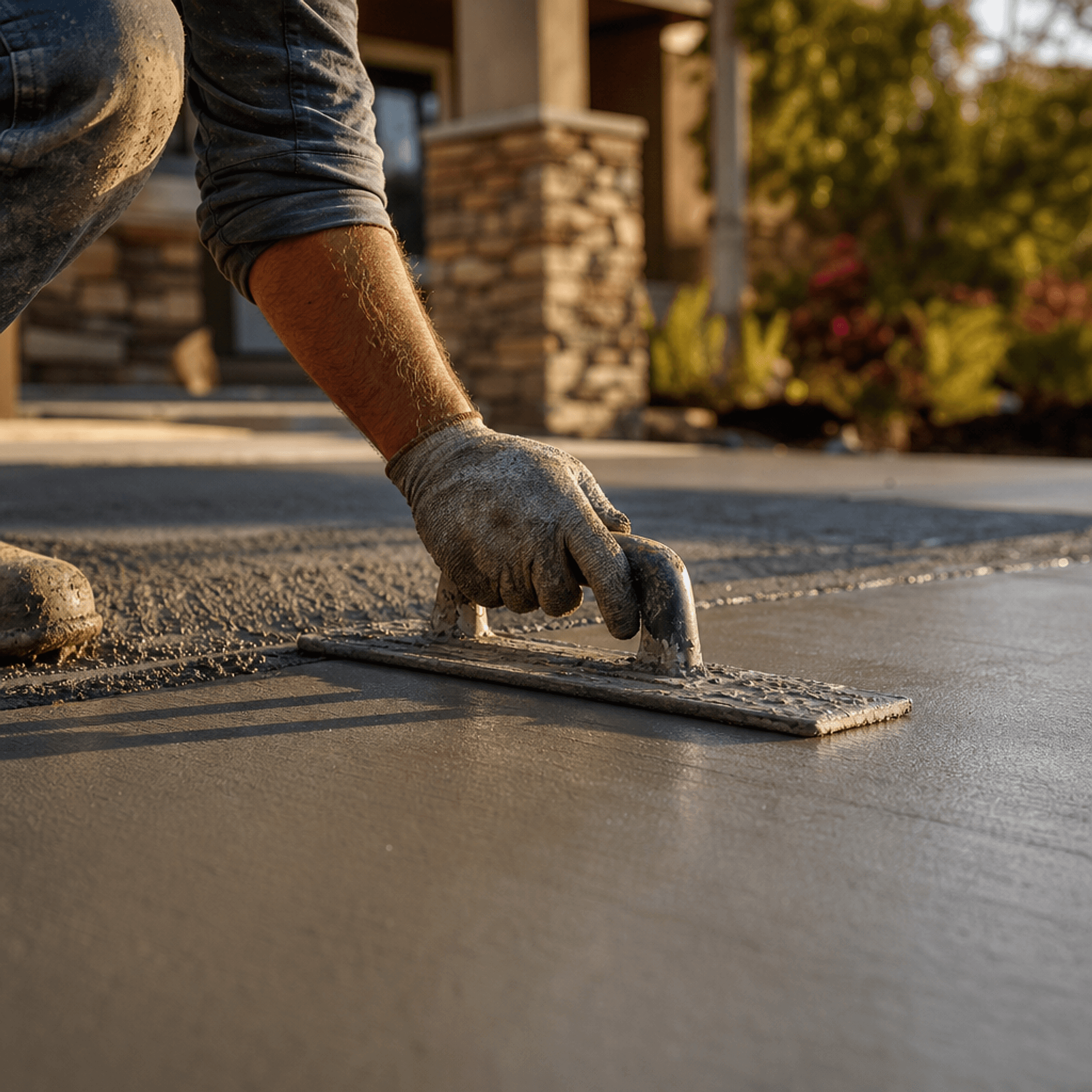 Close detail of a freshly finished concrete surface