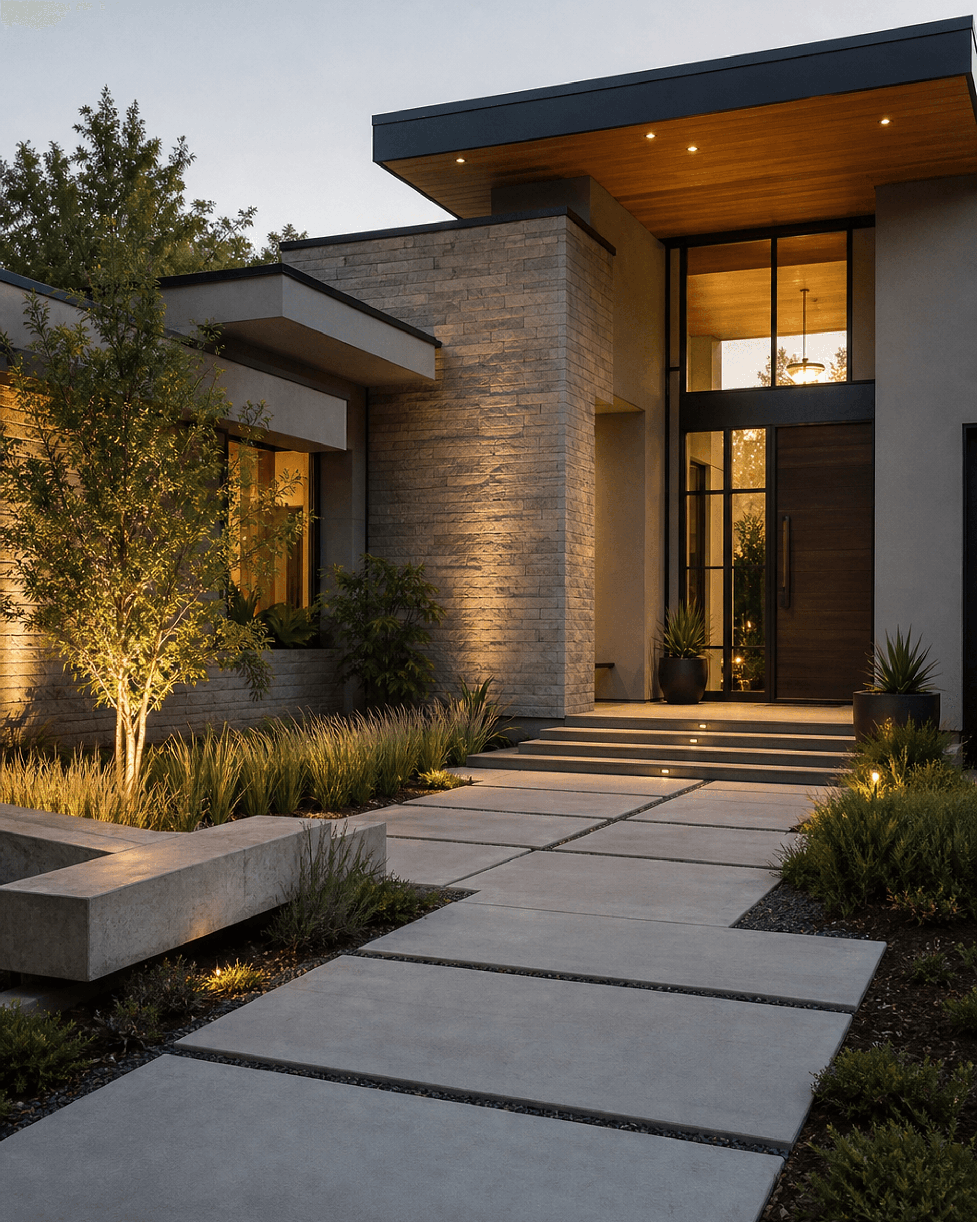 The frontage of a Sacramento property with finished concrete work
